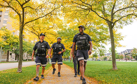 A group of police officers walking