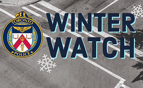 A TPS logo and Winter Watch in an intersection